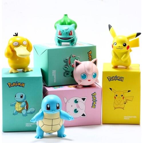 TAKARA TOMY Pokemon Starry Dream Series Pikachu Jirachi Eevee Komala Snorlax Bulbasaur Anime Figures With Base Model Dolls