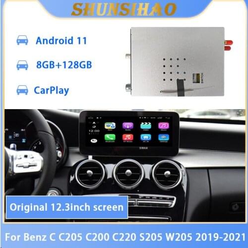ShunSihao car GPS Android decoding box for 12.3" Benz C C205 C200 C220 S205 W205 2019 multimedia video interface carplay 128G