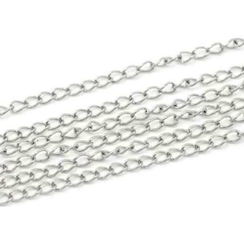 Free shipping!!!!100M/ DIY jewelry findings-Silver Tone Links-Soldered Curb Chains 3*4mm