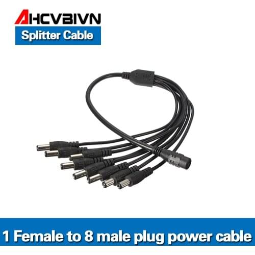 Free Shipping AHCVBIVN High Quaility DC 1 Female to 8 Male Power Splitter Cable Jack For Camera 5.5*2.1 ,CCTV Accessories