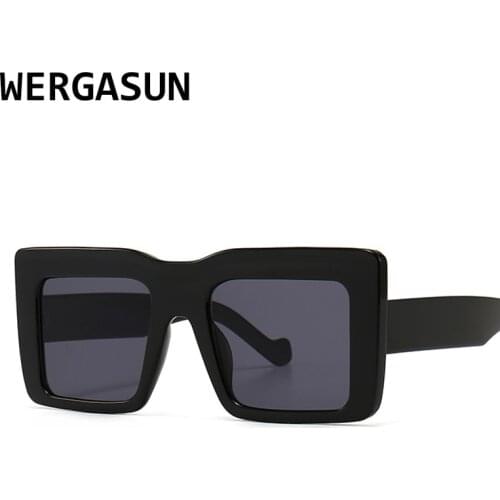 WERGASUN Oversized Square Sunglasses Women Luxury Brand Sunglasses Women Designer Men Vintage Flat Top Eyewear UV400