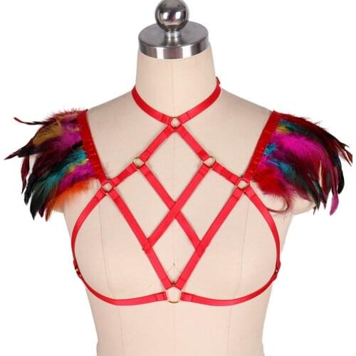 Feather Accessories Bondage Womens Underwear Harness Tops Belt Sword Belt Gothic Clothes Festival Rave Gothic Style Thigh Bands