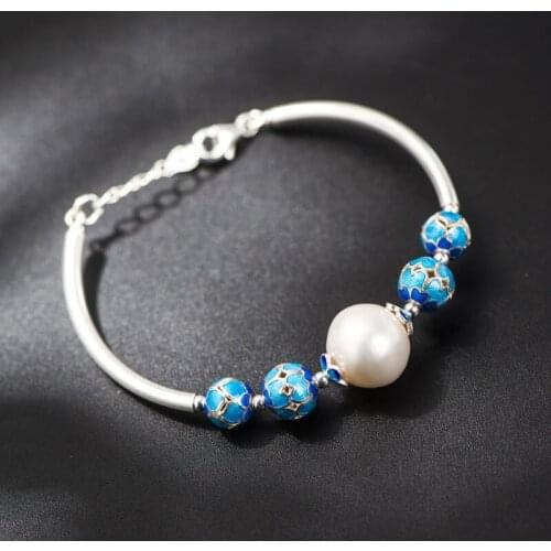 Starfield 925 Sterling Silver Bracelet Jewelry hand-cloisonne Beads Bracelet Natural Freshwater Pearl Bracelet Wholesale