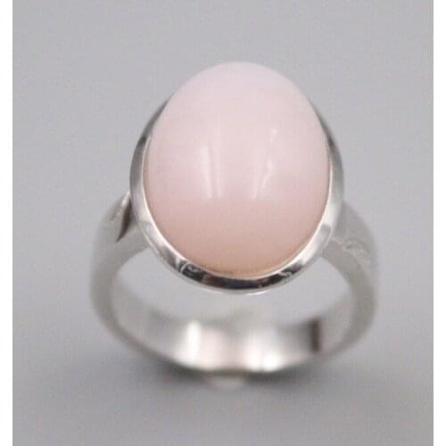 Pure 925 Sterling Silver Ring Width 20mm Pink Crystal Bead Ring For Woman US size 6-10