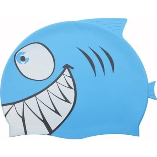 Kids Fish Swimming Cap Cute Childrens Cartoon Swimming Hat Waterproof Ear Protector Fish-shaped 100% Silicone Swim Pool Caps