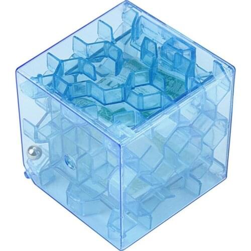 Kids Intelligence 3D Maze Magic Cube Transparent Six-sided Puzzle Cube Maze Piggy Bank Rolling Ball Game Cubos Educational Toy