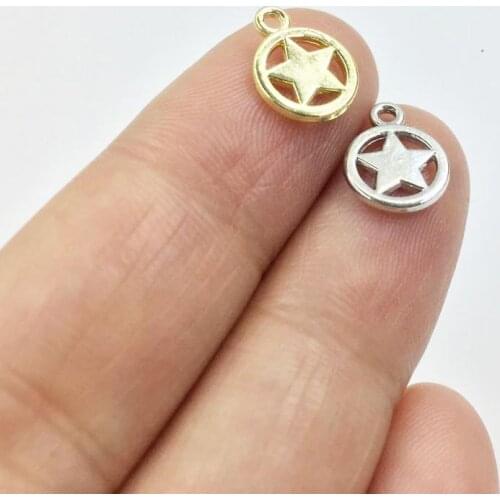 Eruifa 20pcs 8mm Nice Star Charm Zinc Alloy necklace,earring bracelet jewelry DIY handmade 2 colors