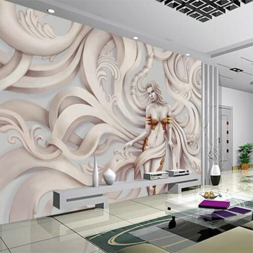 European Beibehang Relief Beauty Wallpaper Poster Mural Wall Sticker Background Wall Decorative Painting Papel De Pared Home