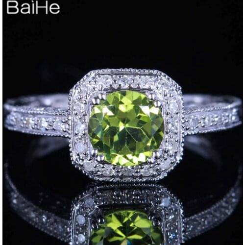 BAIHE Sterling Silver 925 Green Genuine Peridot Rings Trendy Wedding Fine Jewelry Making Peridot Ring Women Man кольца кольцo