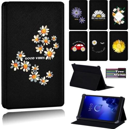 2020 New Daisy Printing Leather Foldable Tablet Case for Alcatel 1T 7/Alcatel 1T 10/Alcatel 3T 8/Alcatel 3T 10/Alcatel A3 10