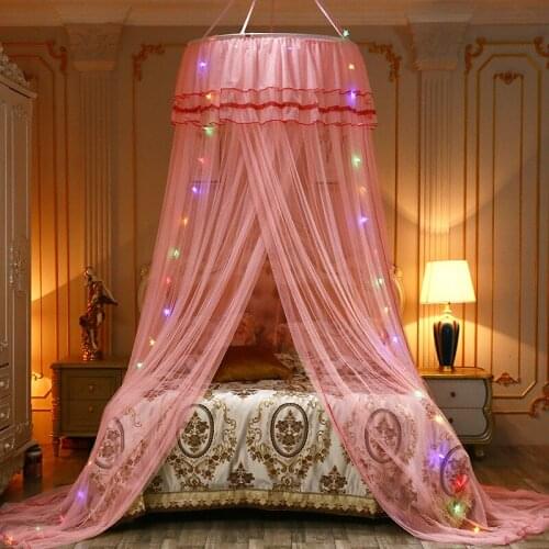 Dome Mosquito Net Elgant Princess Hung Mosquito Net Romantic Pink Purple Layer Yarn Fairy Lace Home Textiles Bedcover Decoration