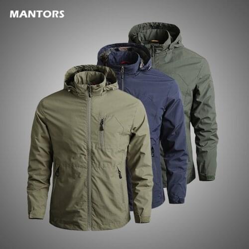 Mens Military Jackets Tactical Waterproof Bomber Jacket Hooded Windbreaker Men Outdoor Sports Quick Dry Jacket Lightweight Coat