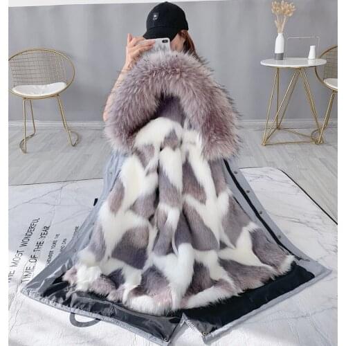 Winter Womens Long Patka Jacket Women Faux Coat Detachable Imitation Fox Fur Liner Parkas Mujer 2020 J4712