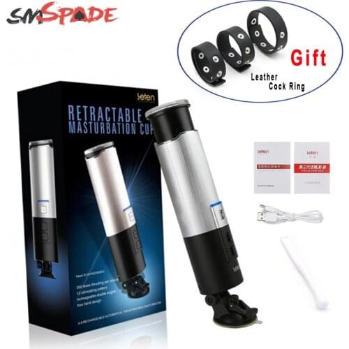 LETEN Super Fast Retractable Piston Masturbatlon Cup Fully Automatic Male Masturbator Medical TPE Silicone Vagina Adult Sex Toy