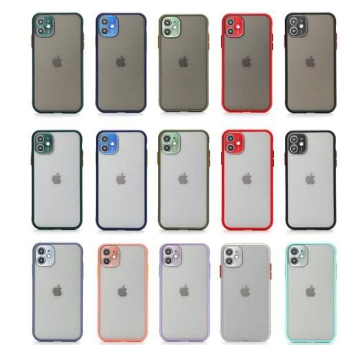 Camera Metal Lens Bumper Protection Case For Iphone 12 11Pro Max XR XS Max X 8 7 6s Plus Translucent Matte Hard Shockproof Cover