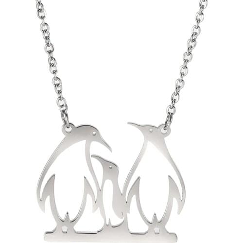 Skyrim Fashion Lovely Cute Penguin Animal Pendant Necklace Stainless Steel Adjustable Choker Chain Necklaces Jewelry Kids Women