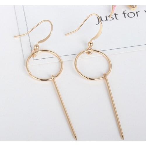 Trendy Geometric Minimalist Round Long Dorp Earrings For Women Black Gold Silver Color Simple Womens Earring Female Jewelry