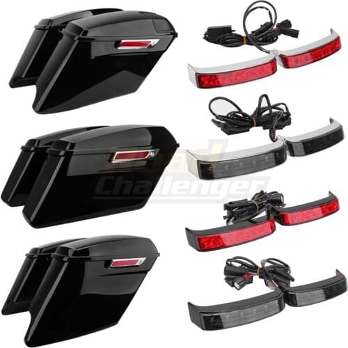 Motorcycle CVO Stretched Extended Hard Saddle Bags Luggage LED Housing Tail Light For Harley Touring Street Glide 2014-2020