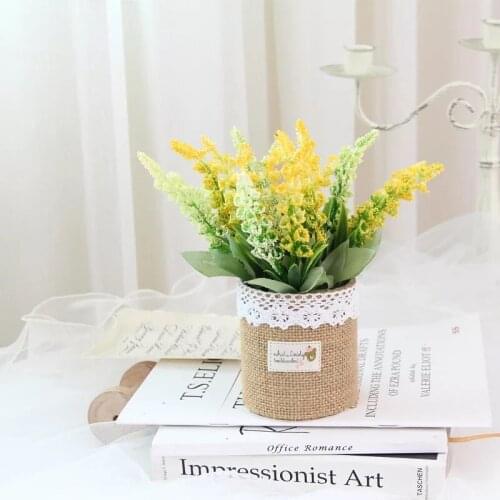 Nordic Style Set Artificial Flower Lavender Wholesale Plant Home Decoration Bouquet Material With Linen Wrapped Wedding Party
