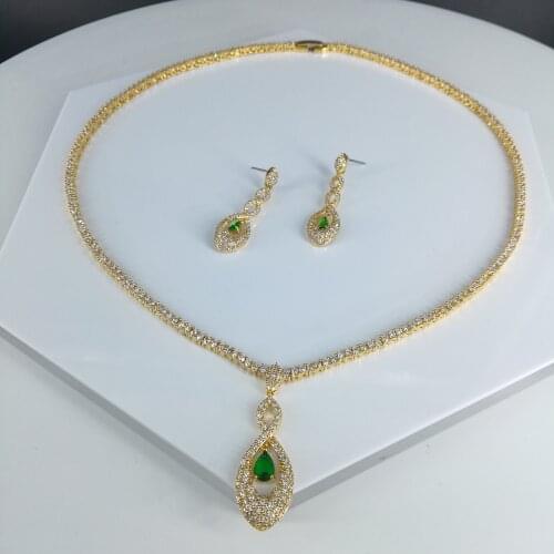 2020 new fashion luxury red blue black green zircon necklace earring ,wedding bridel dinner banquet dress jewelry free shipping