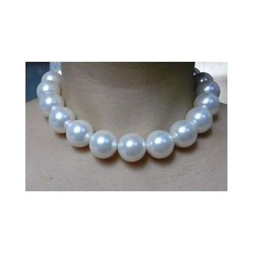 Natural 13-15mnm Australian south sea white pearl necklace 18''>Selling jewerly free shipping
