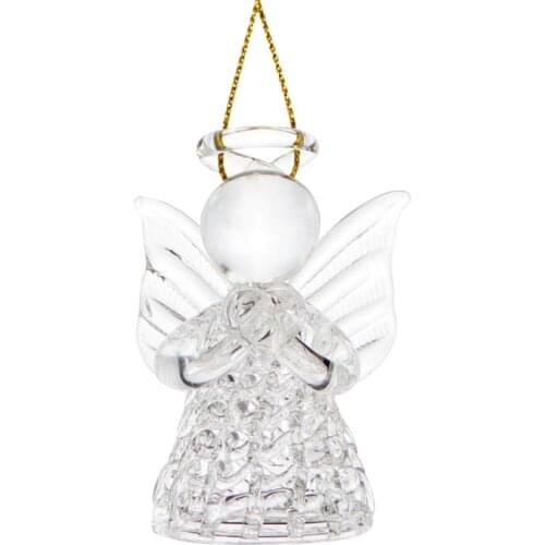 1pc Wedding Party Hanging Ornament Transparent Angel Pendant Chic Glass Decor Transparent Blessing Angel Wind Chimes