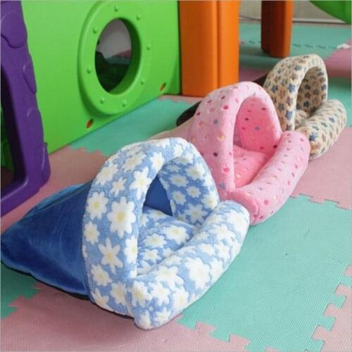 Semi-Circular Tent Kennel Super Soft Flannel Winter Warm Cat Litter Nest Printed Coral Fleece Pet Dog Cushion Cave Pet House