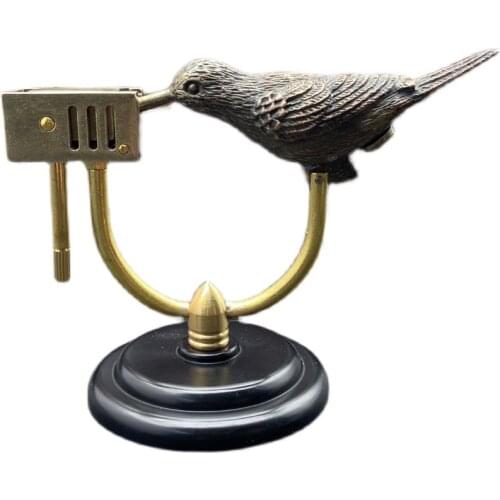 Handmade Brass Copper Bird Antique Gasoline Lighter Desktop Kerosene Lighter Collection Old-Fashioned Press Ignition
