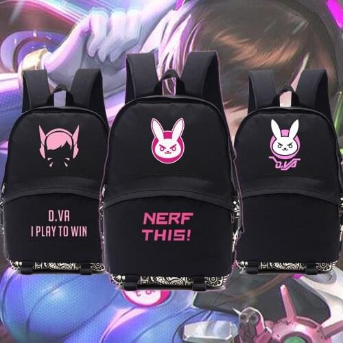 OW Game Fans Backpack DVA Song hana Concept Lovely Bag School Backpacks Black Nylon Casual Lady And Men