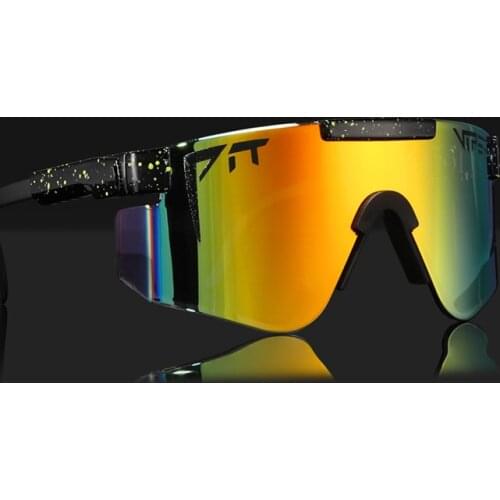 Pit Viper Original Oversized Semi Rimless Sunglasses Men UV400 Half Frame Sports FashionGoggle Big Mirror Shades With Free Box