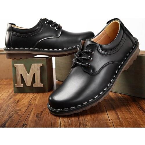 Comfortable Office Fashion Mens Shoes Casual Moccasins Genuine Leather Flat Shoes Lace Up Oxford Work Shoes Men Dress Shoes