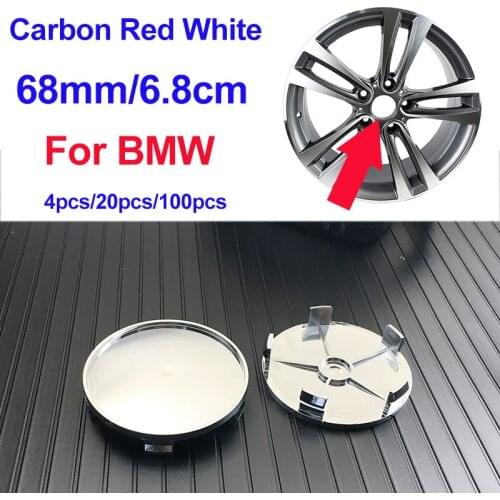 Carbon Red White Car Accessory 68MM Chrome PVC Wheel Rim Hubcaps Covers 6.8cm Wheel Center Caps For E60 E36 F30 F30 E34 F10 E92