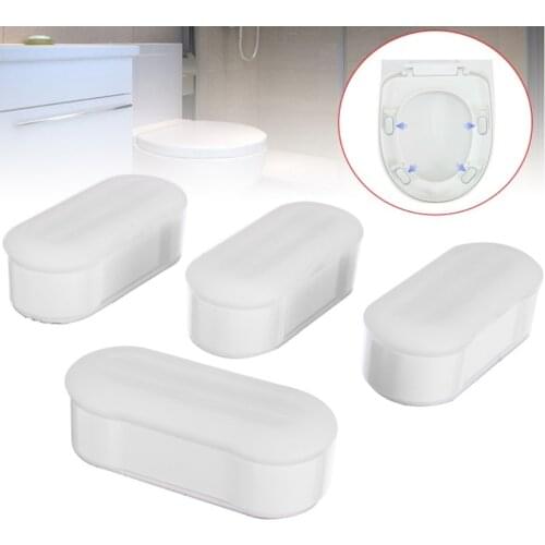 4 Pieces Universal Toilet Seat Bumper Protection Pads Bathroom Accessories Replacement Bumpers with Strong Adhesive