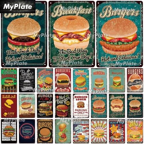 BURGERS Vintage Metal Sign Tin Sign Vintage Decoration Man Cave Plaque Home Wall Decor Bar Sign Home Decor Restaurant Poster