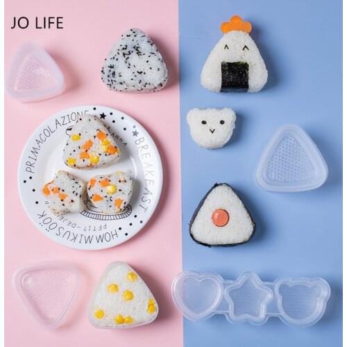 JO LIFE Triangular Japanese Kitchen Bento Accessories DIY Sushi Kit Mold Set Onigiri Rice Ball Food Press Tool Set