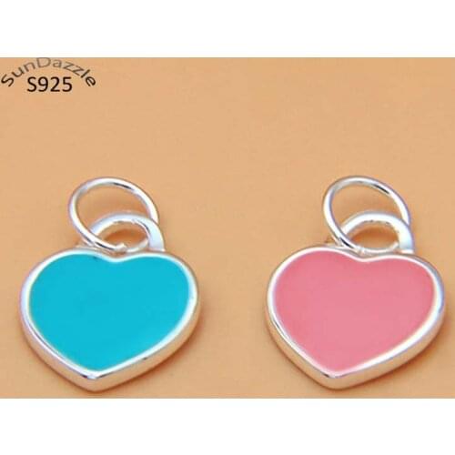 Real Pure Solid 925 Sterling Silver Pendant Women Tassel Heart Suspension Necklace Bracelet Jewelry Making Findings Charms