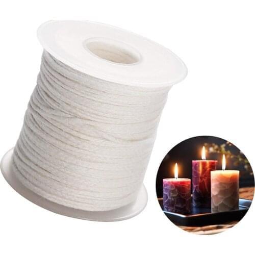 1 Roll 200 Feet 61M White Candle Wick Cotton Candle Woven Wick For Candle DIY And Candle Making Accessories