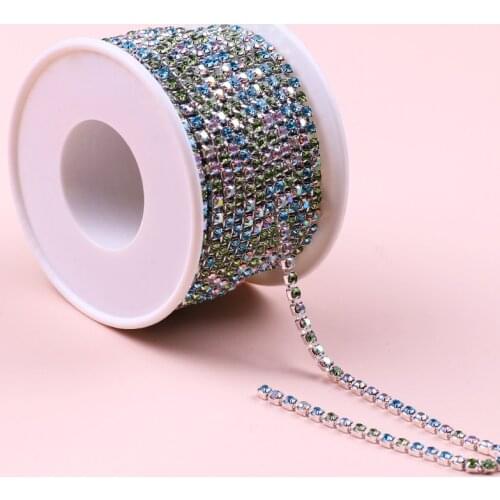 10 Yard /High Density Hot Sale 2/2.5/2.8/3mm Flatback White Rhinestone Chain For Decor Craft Sewing Clothes Accessories