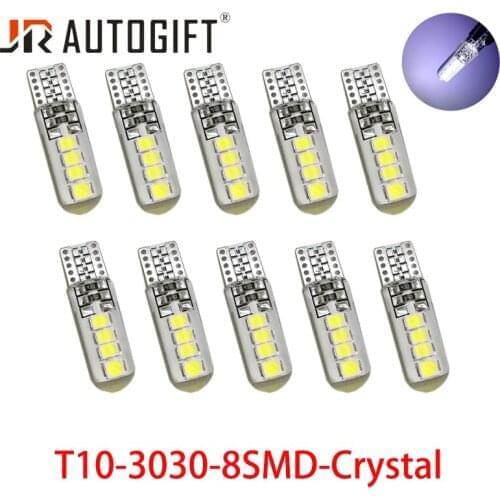 20pcs New auto lights W5W LED 3030 8SMD 12V T10 Car bulbs 194 168 Crystal lights license bulbs