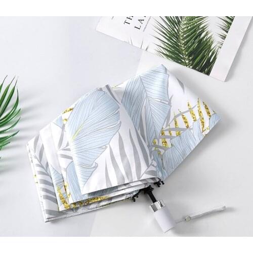 2020 INS Quality Sun Umbrella Rain Women Fashion Princess Leaves Double Umbrellas Female Parasol Portable Creative Female Gift