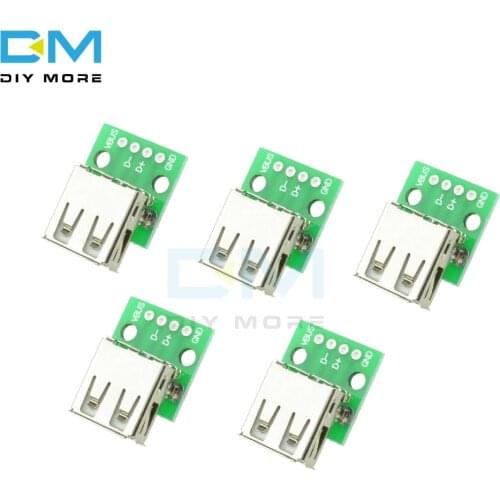 5pcs Type A Female USB To DIP 2.54MM PCB Board Adapter Converter Module For Arduino