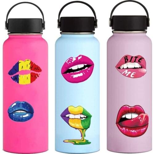 Pack of 50pcs Wholesale Sexy Red Lips Hot Stickers For Adult NSFW Decal Guitar Laptop Skateboard Motor Bottle Car Decal