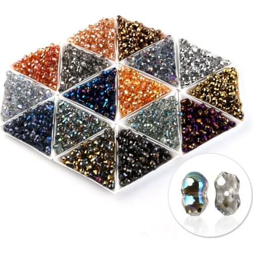 6*10mm Wholeslae Glass Plated Bead China Jewelry Beading Crystal Bone Pendant For Jewelry Making Finding Needlework Accessories