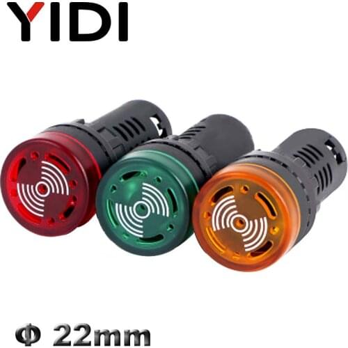 AD16-22SM Panel Mount 22mm Led Indicator Light Buzzer 12V 24V 110V 220V red green yellow Flash Led Buzzer Alarm Signal Lamp
