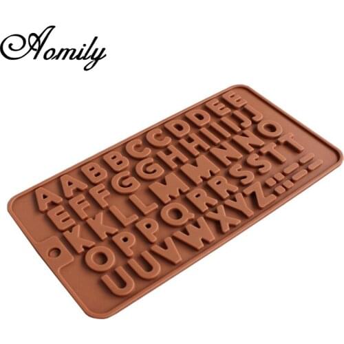 Aomily English Letter Shaped Chocolate Cake Sugar Silicone Mould Candy Ice Mini Cube Tray Kitchen Baking Pastry Tools 21*11.5cm