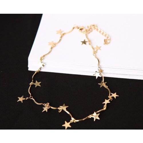 Punk Fashion 2018 New Necklace Simple Five-pointed Star Clavicle Chain Wave Short Paragraph Collar Wholesale Necklace Sales