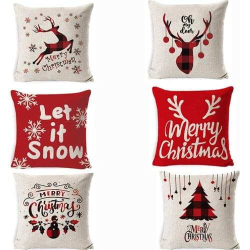 Merry Christmas Pillow Case Elk Sofa Pillowcase Christmas Ornaments Navidad Decoration For Home Happy New Year 2022 Xmas Gift