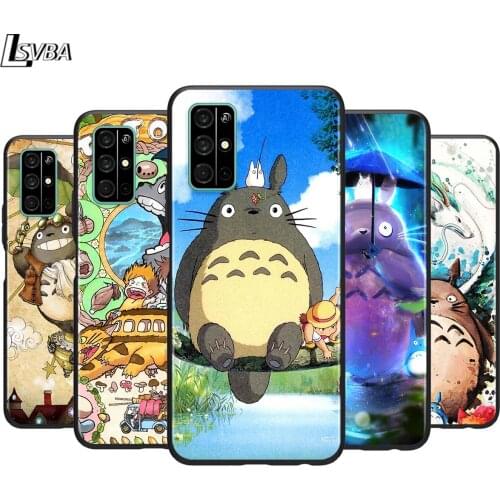 Totoro Cute Cat for Huawei Honor 30 20S 20 10i 9S 9A 9C 9X 8X 10 9 Lite 8A 7C 7A Pro Soft Black Phone Case