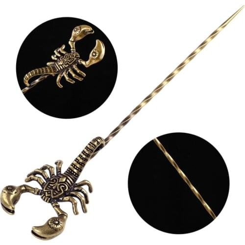 Creative Carving Spiral Ventilation Needle Retro Brass Cigar Pass Needle Cigar Smoker Portable Dredge Drilled Cigar Tool