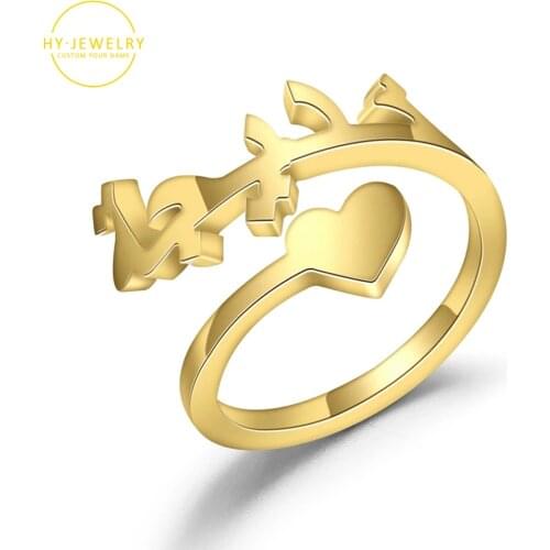 Custom Arabic Heart Name Ring Stainless Steel Adjustable Personlized Women Ring Unique Jewelry Wedding Rings Girl Christmas Gift